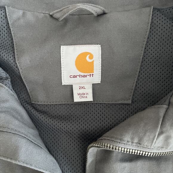 Carhartt Gray Duck Canvas Jacket Mens Size 2XL Lined Full Zip Work Coat EUC - Picture 3 of 15
